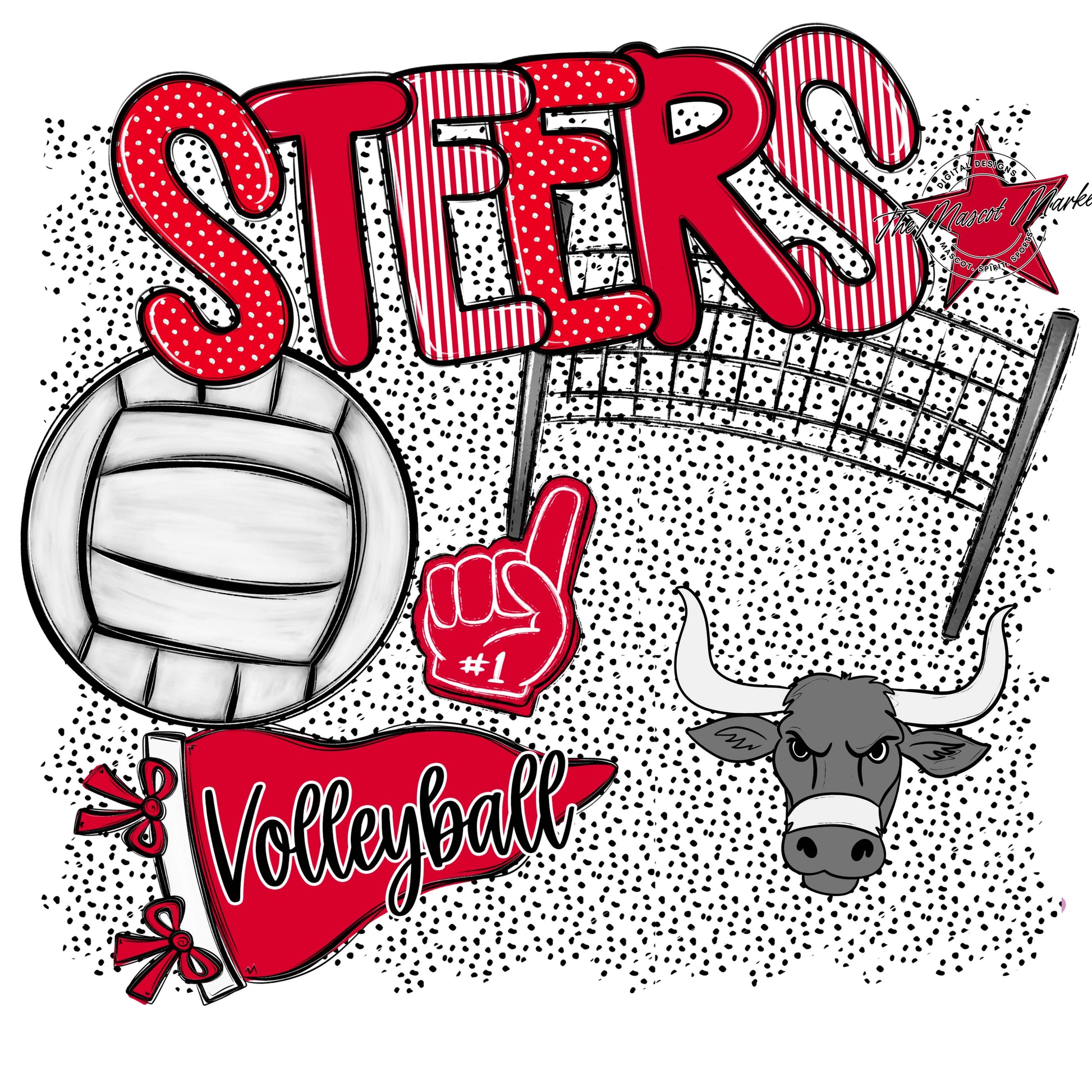 Steers Volleyball Spirit-Red
