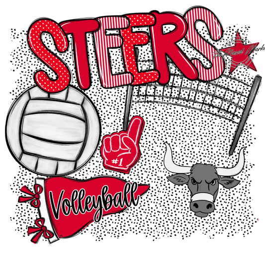 Steers Volleyball Spirit-Red