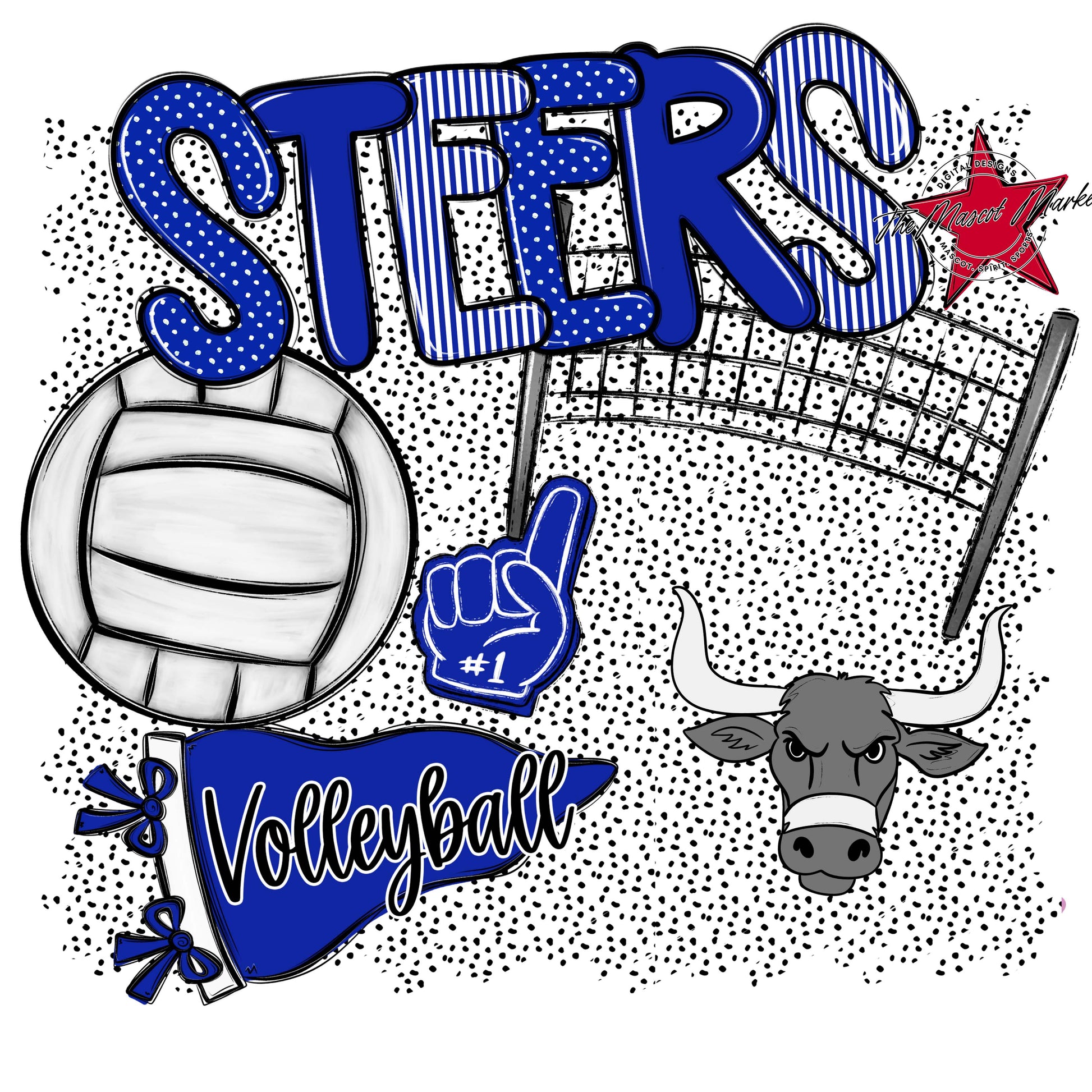 Steers Volleyball Spirit-Royal Blue