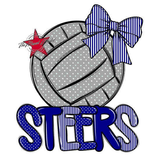 Steers Volleyball Spirit Design-Blue
