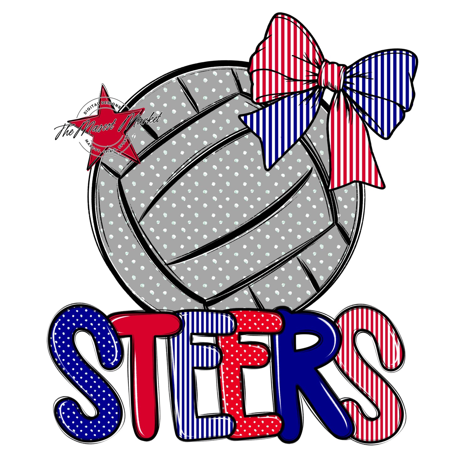 Steers Volleyball Spirit Design-Blue & Red