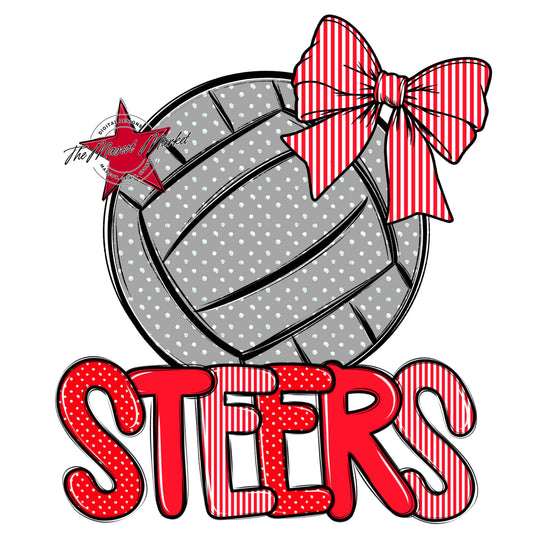 Steers Volleyball Spirit Design-Bright Red