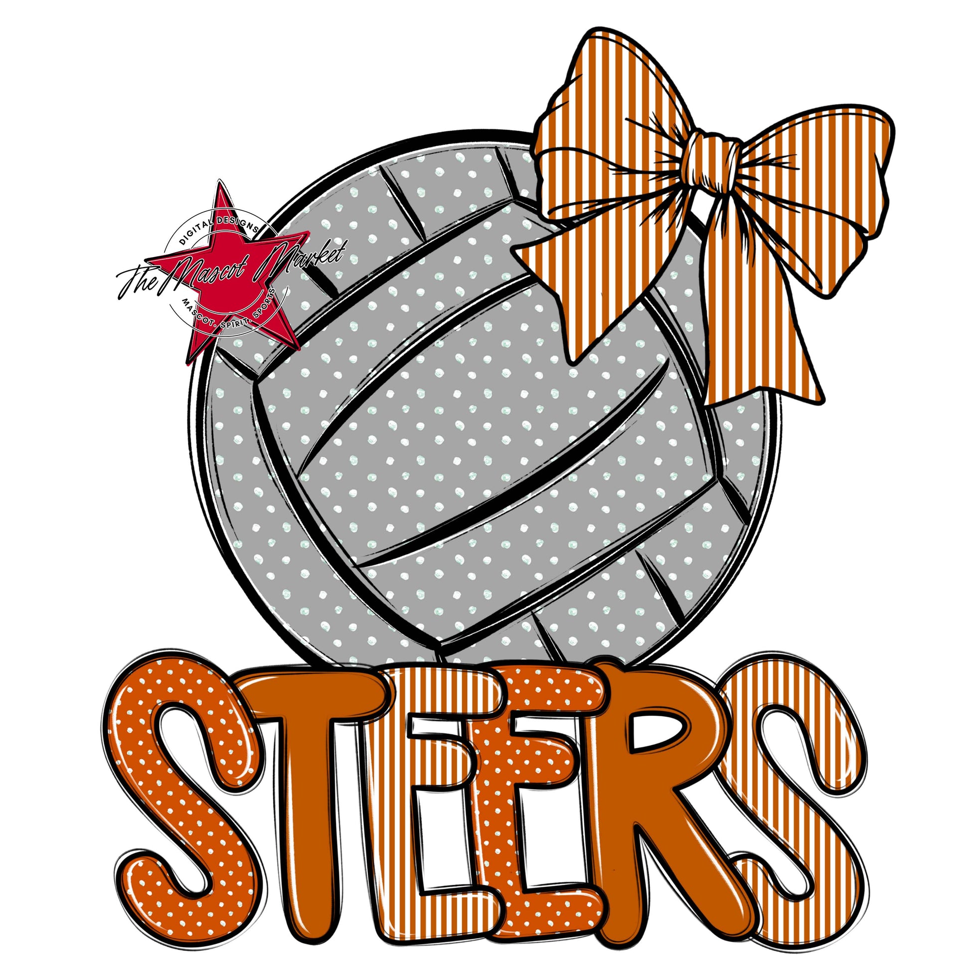 Steers Volleyball Spirit Design-Burnt Orange