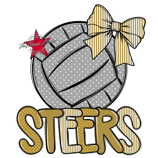 Steers Volleyball Spirit Design-Gold
