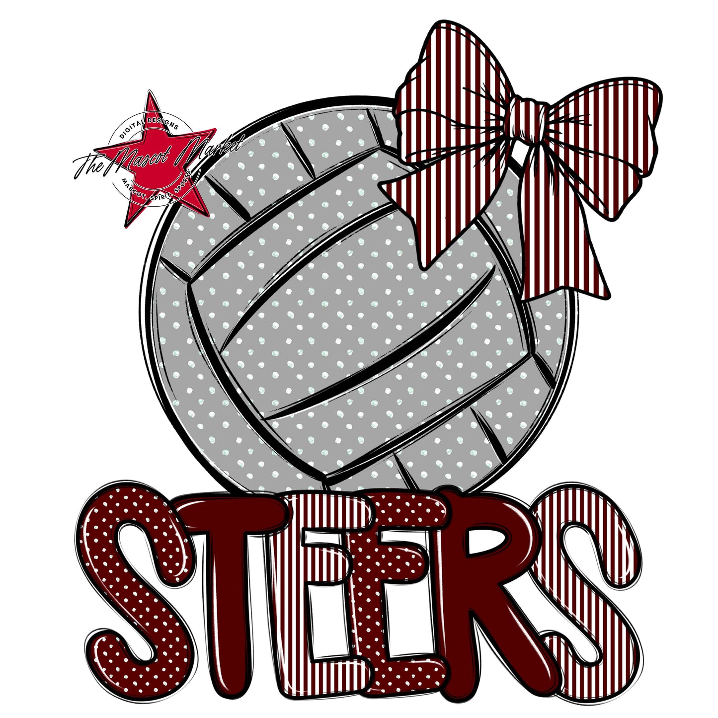 Steers Volleyball Spirit Design-Maroon
