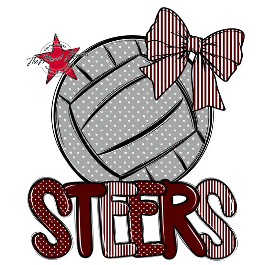 Steers Volleyball Spirit Design-Maroon
