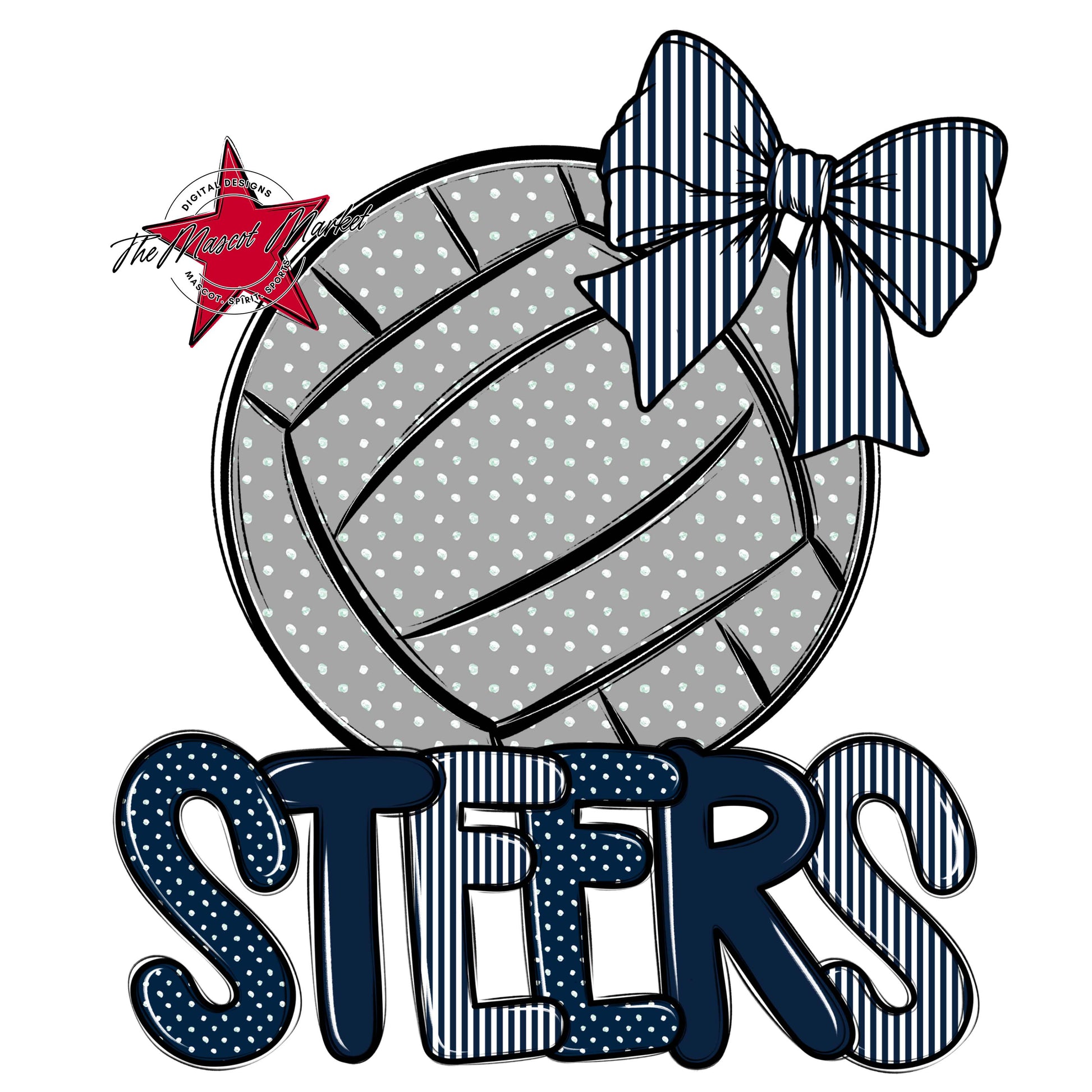 Steers Volleyball Spirit Design-Navy