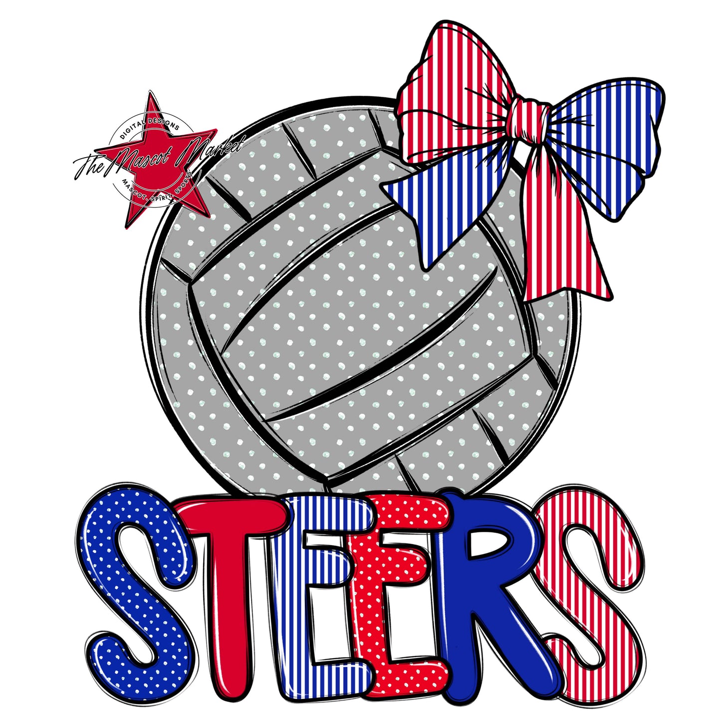 Steers Volleyball Spirit Design-Royal Blue & Red