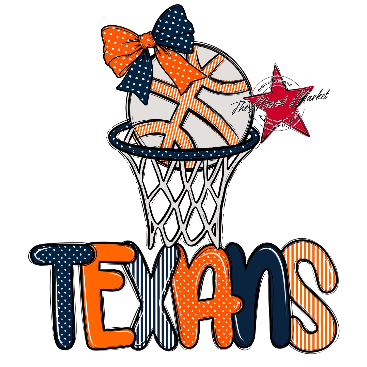 Texans Basketball Spirit Design-Navy & Orange