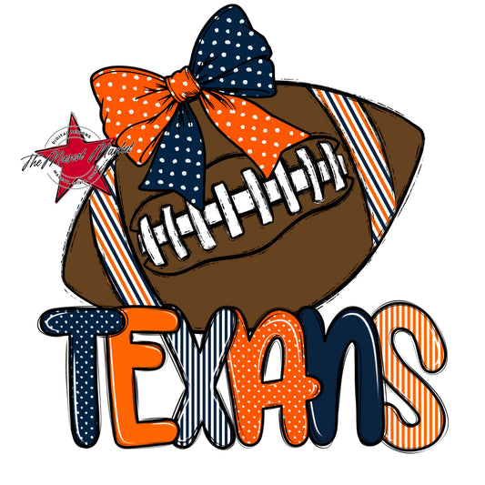 Texans Football Spirit Design-Navy & Orange
