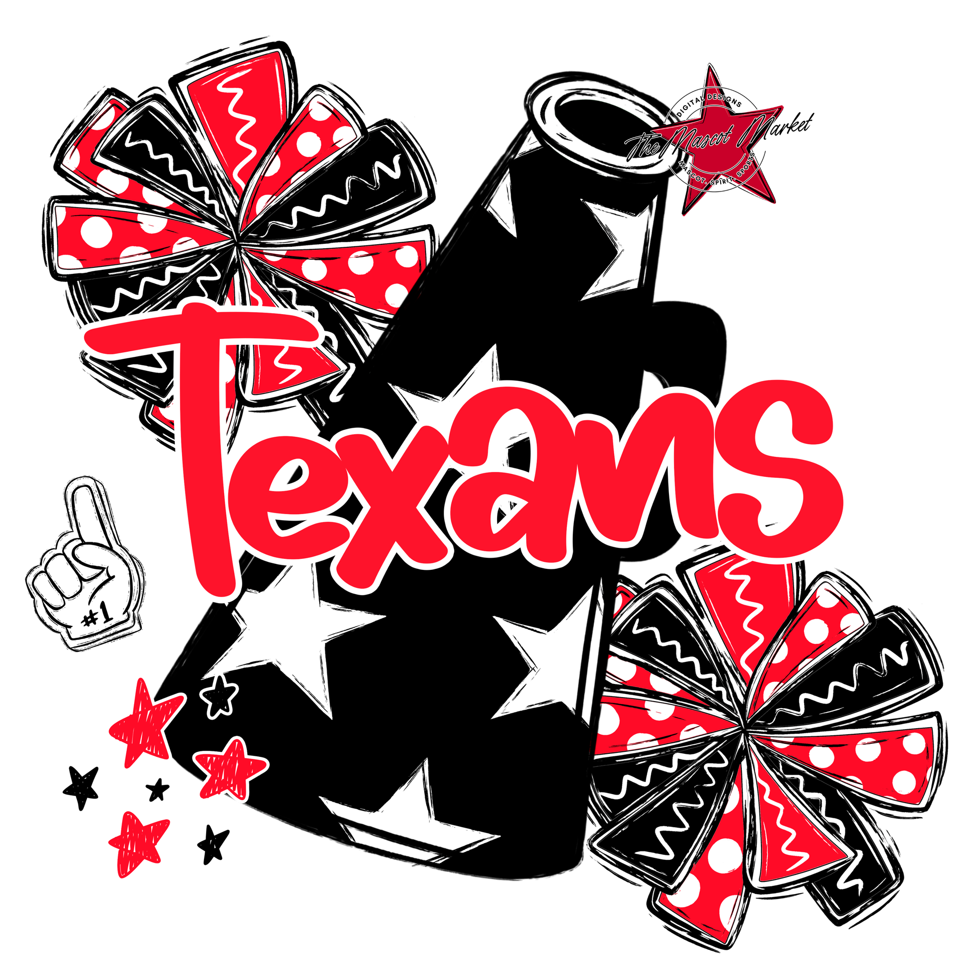 Texans Alpha Megaphone Design-Bright Red