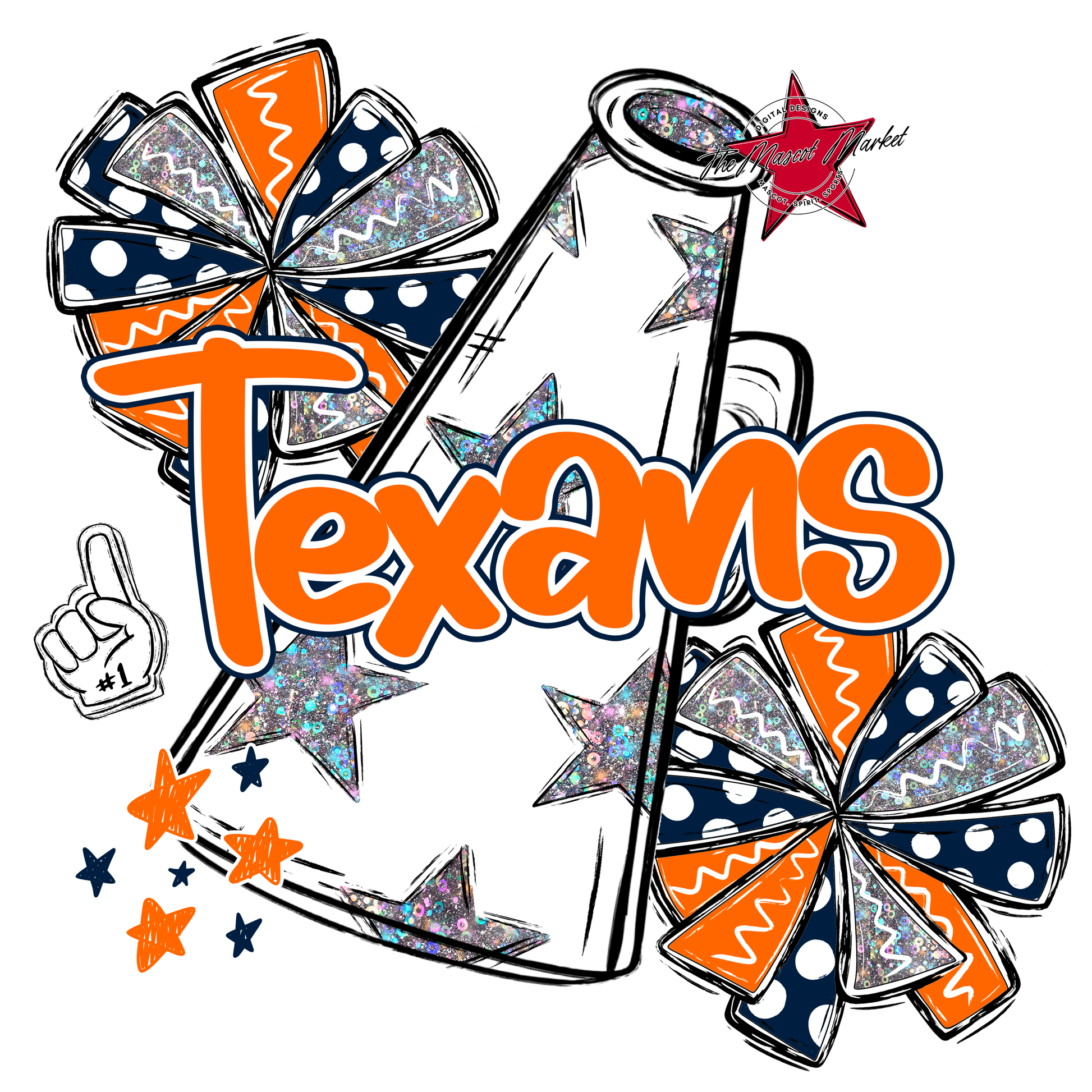 Texans Alpha Megaphone Design-Navy-Orange