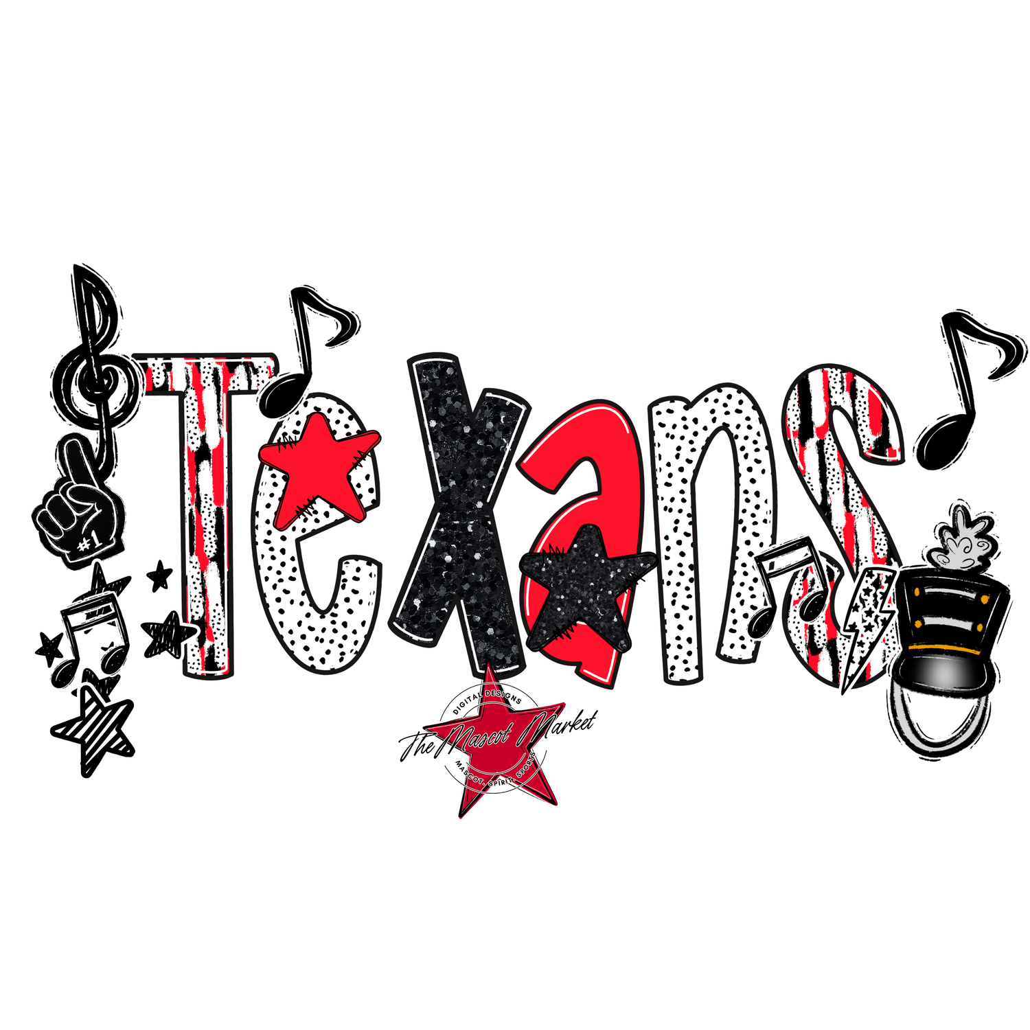 Texans Band Scrape-Bright Red