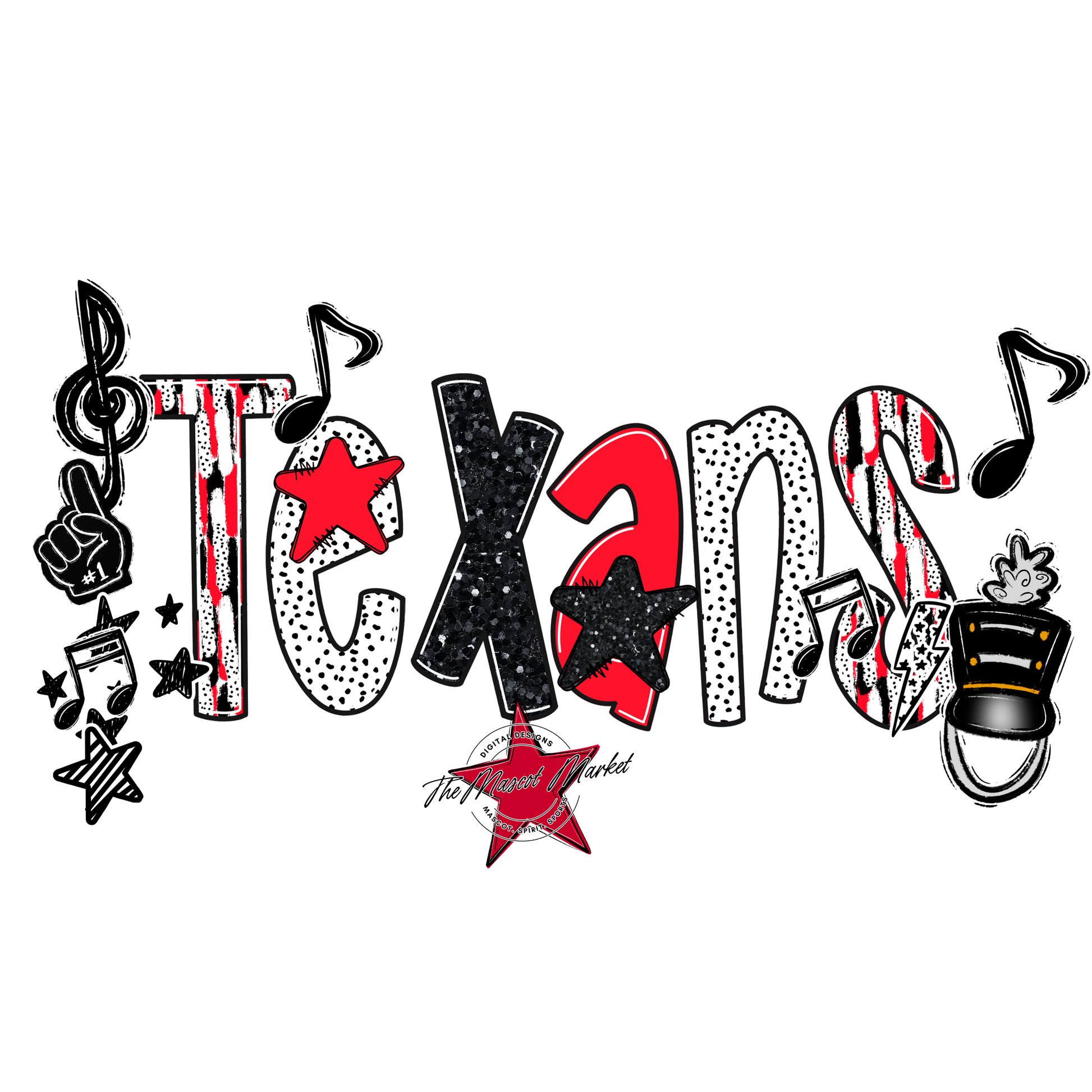 Texans Band Scrape-Bright Red