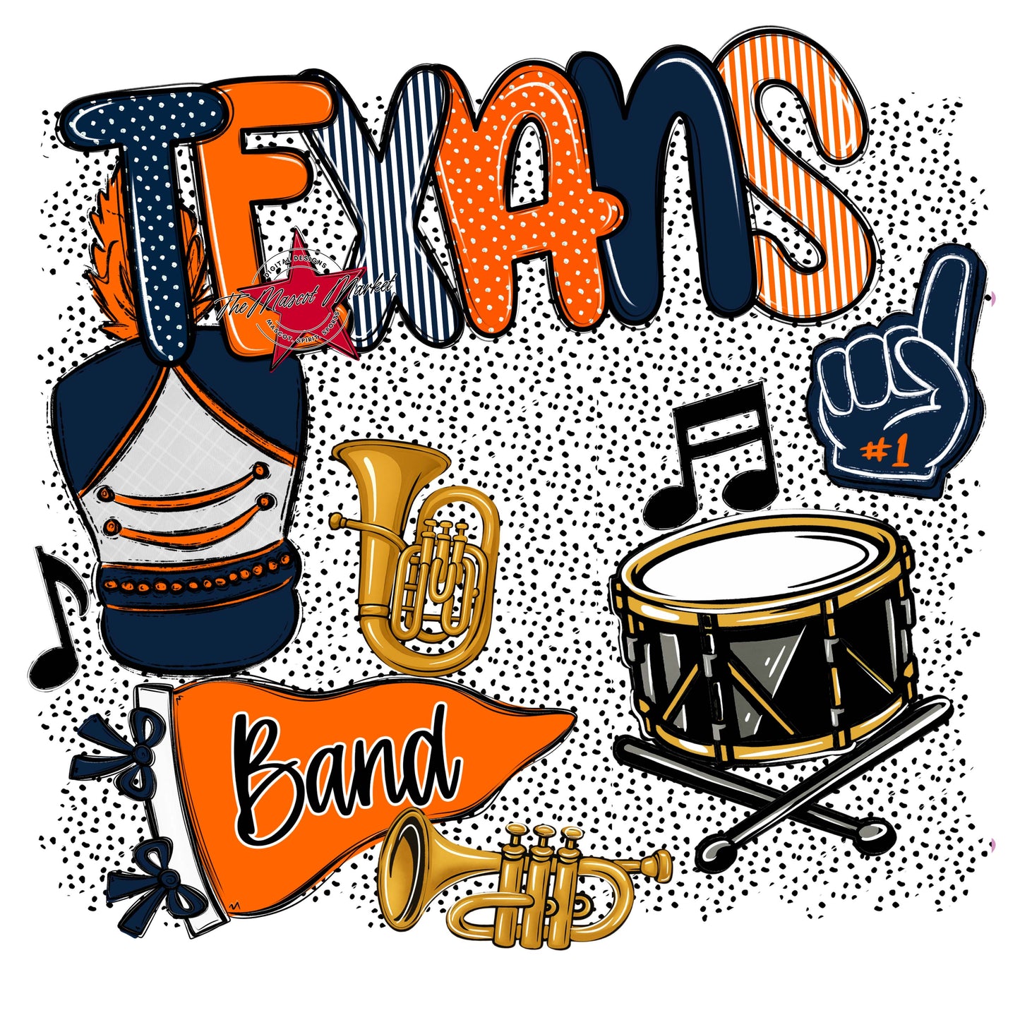 Texans Band Spirit-Navy & Orange