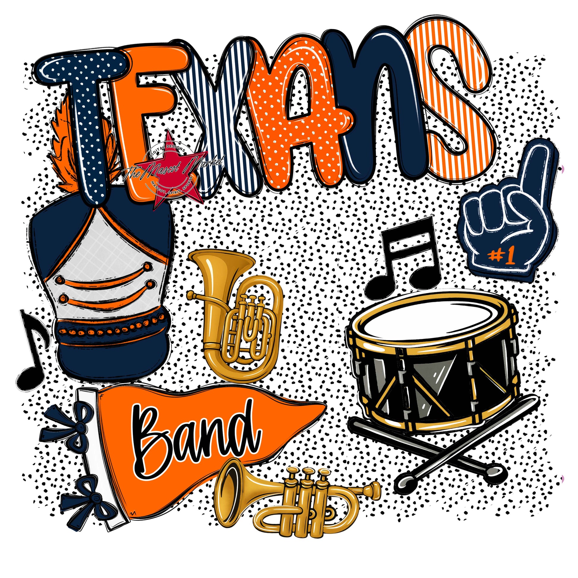 Texans Band Spirit-Navy & Orange