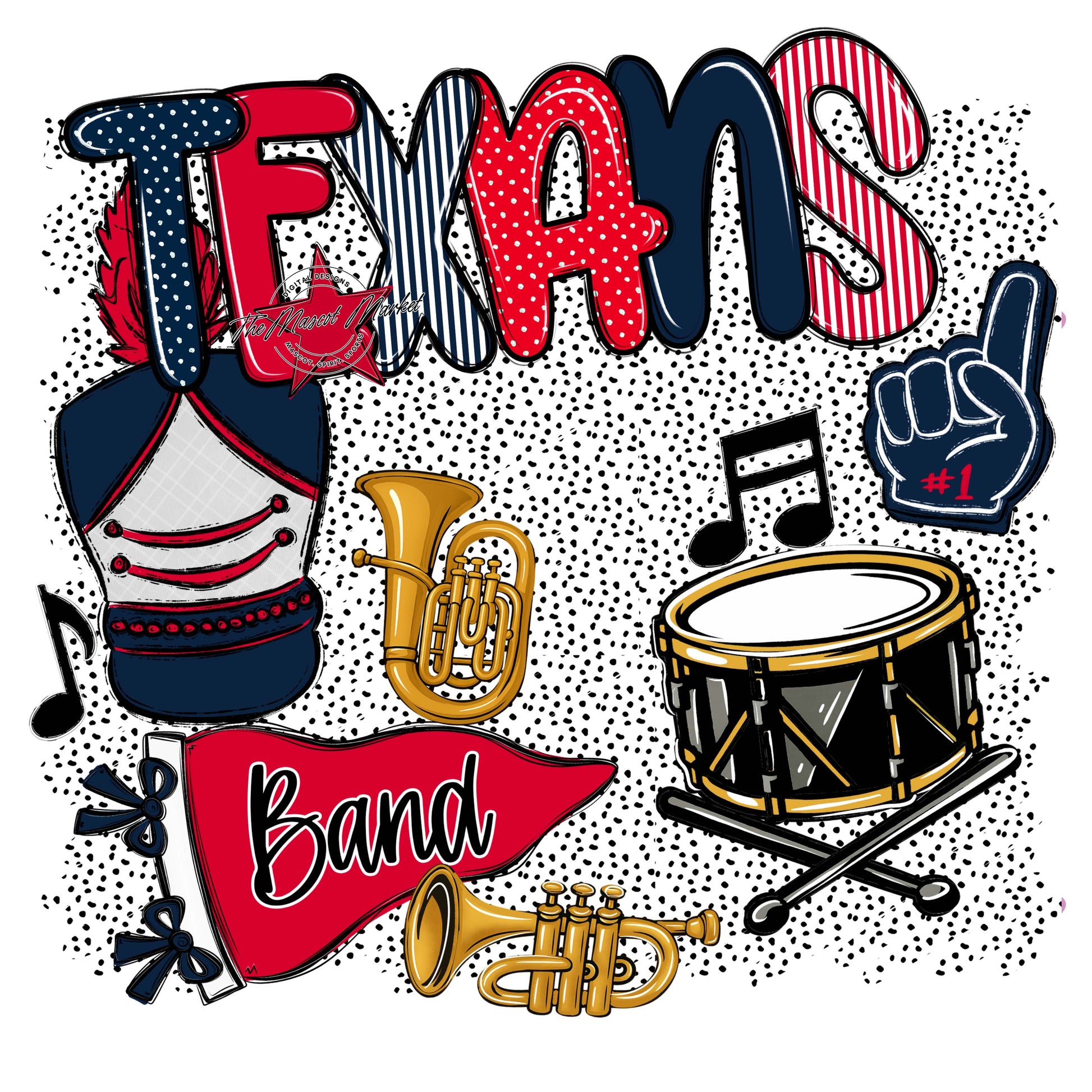 Texans Band Spirit-Navy & Red