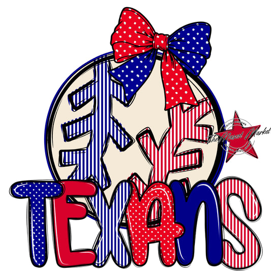 Texans Baseball-Softball Spirit Design-Blue & Red