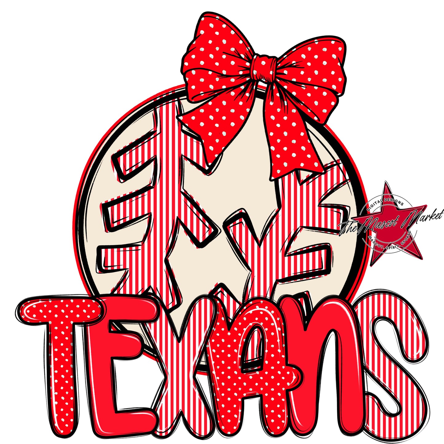 Texans Baseball-Softball Spirit Design-Bright Red