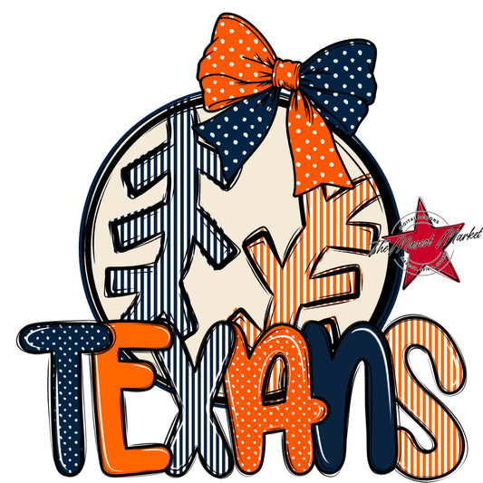 Texans Baseball-Softball Spirit Design-Navy & Orange