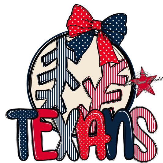 Texans Baseball-Softball Spirit Design-Navy & Red