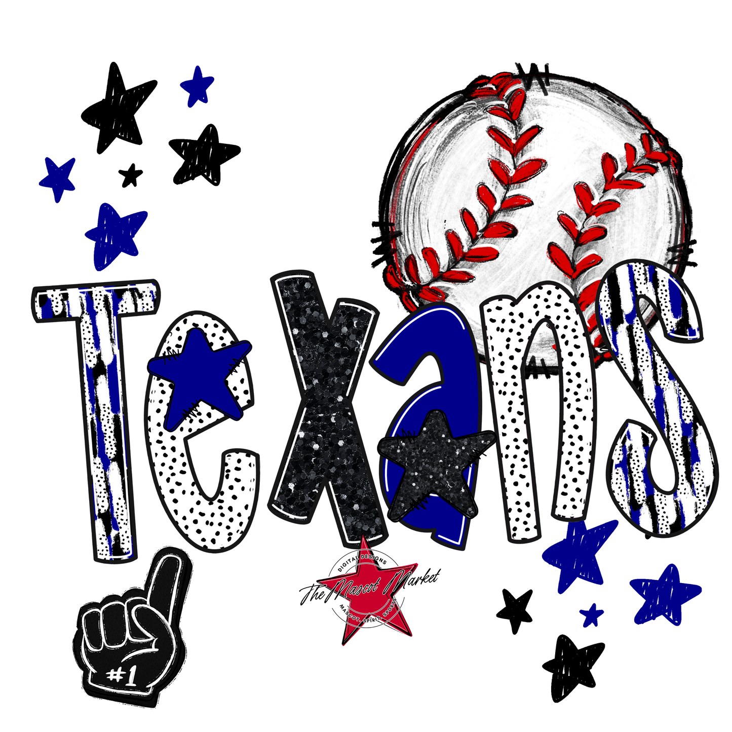 Texans Baseball Scrape-Blue