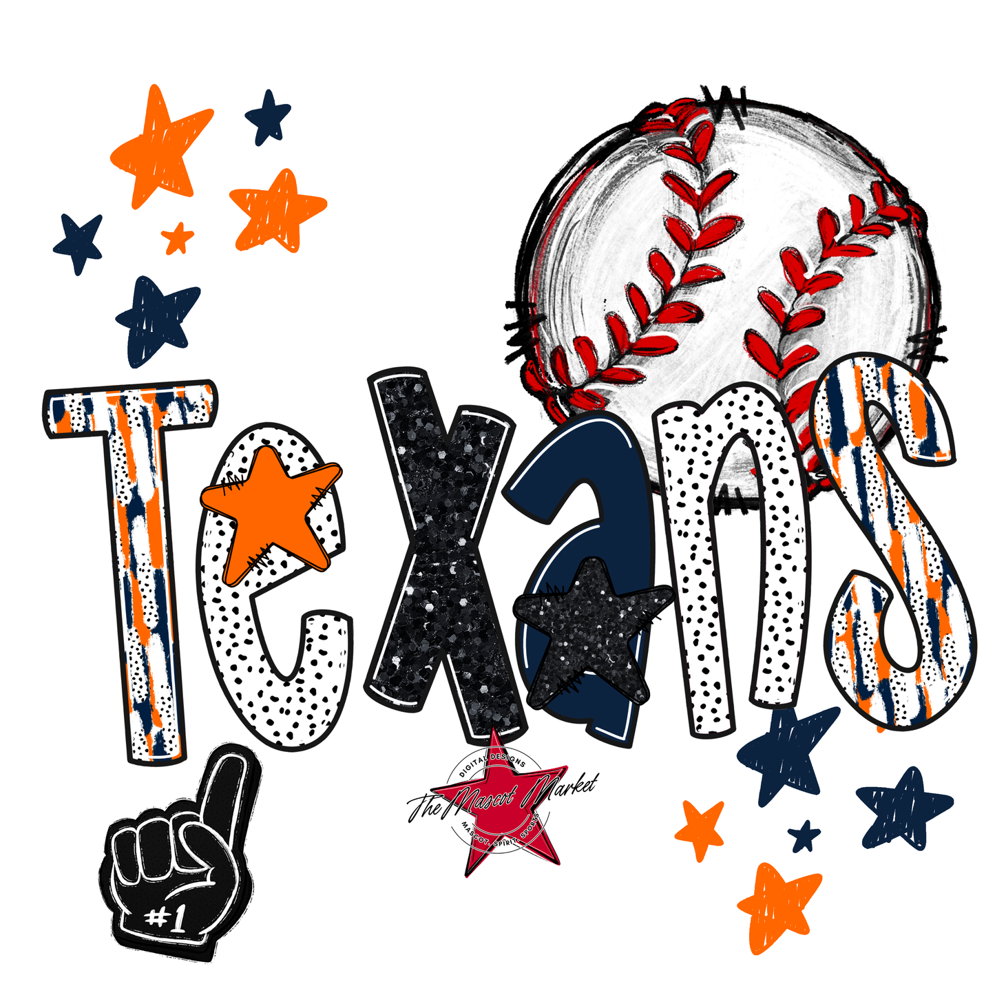 Texans Baseball Scrape-Navy-Orange