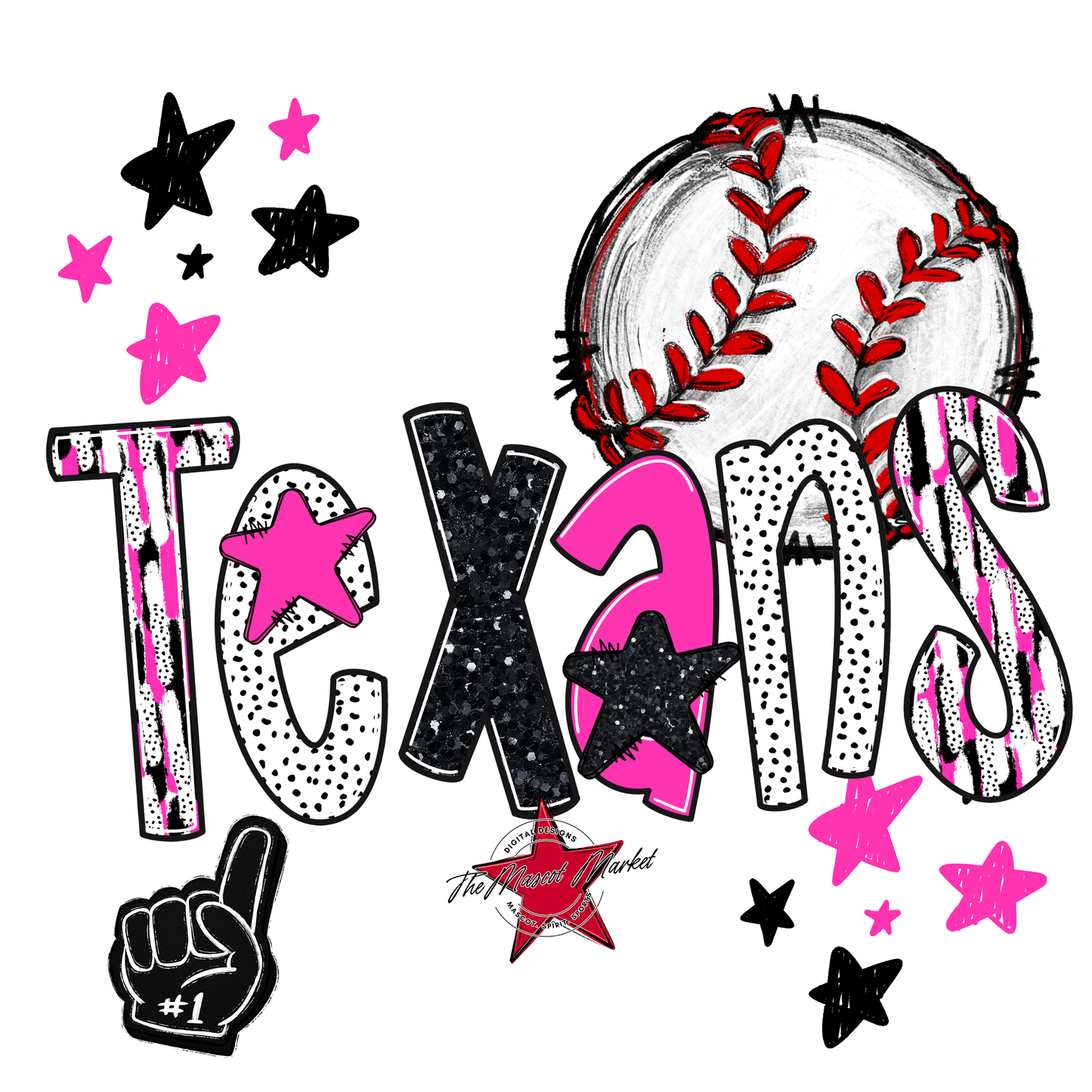 Texans Baseball Scrape-Pink