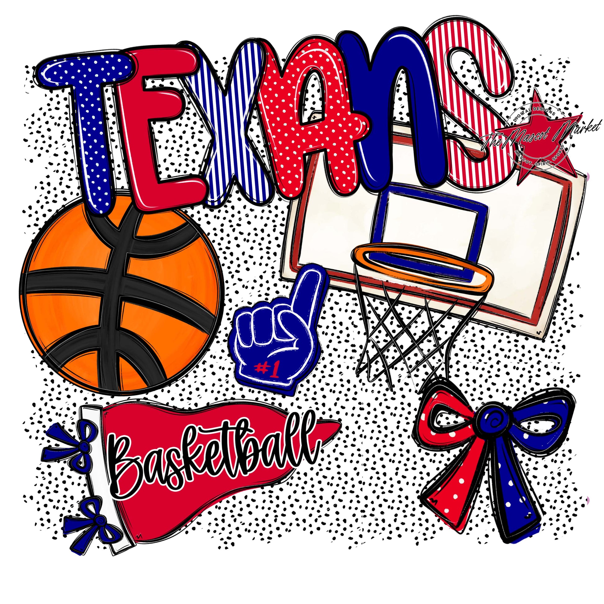 Texans Basketball Spirit-Blue & Red