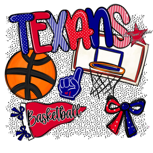 Texans Basketball Spirit-Blue & Red
