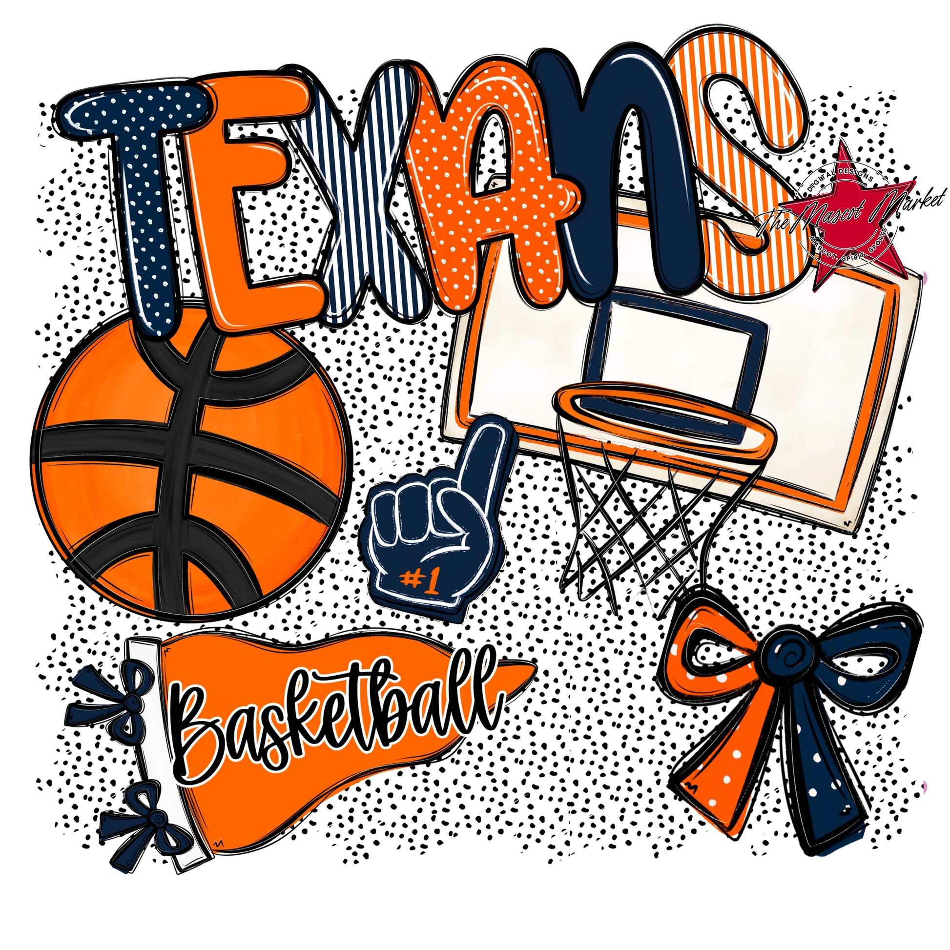 Texans Basketball Spirit-Navy & Orange