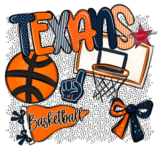 Texans Basketball Spirit-Navy & Orange