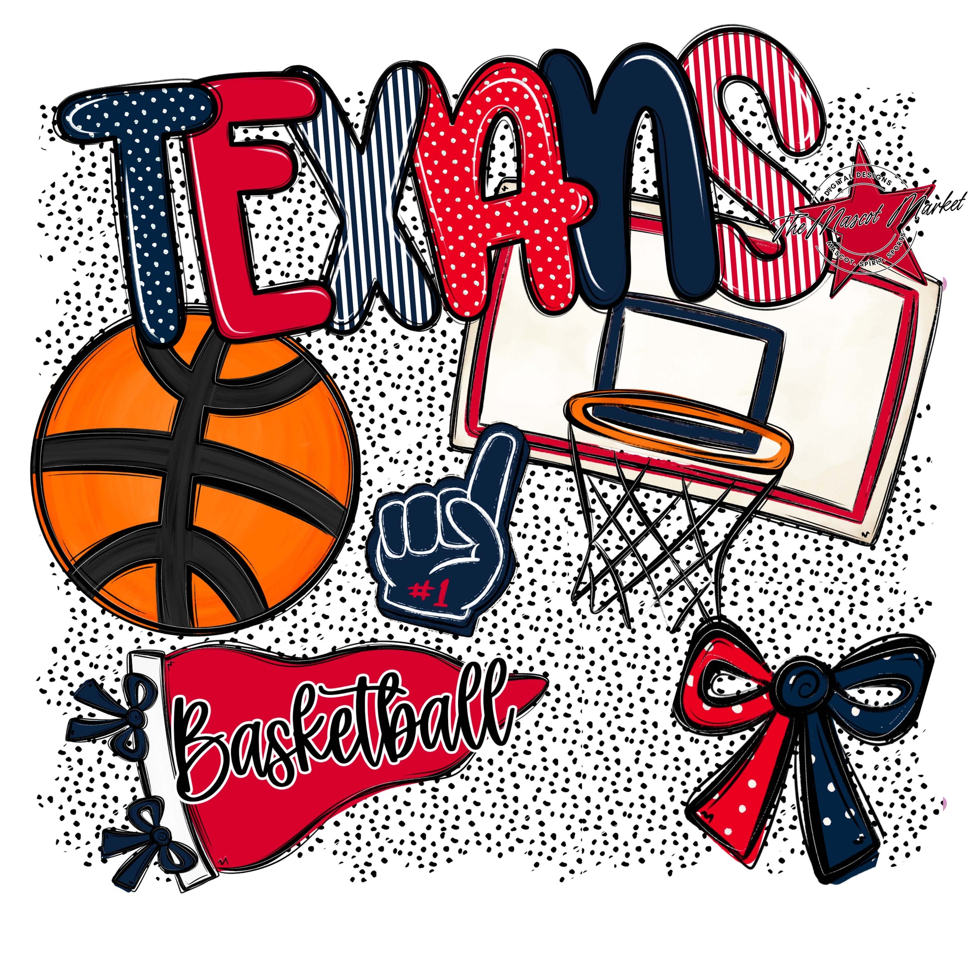 Texans Basketball Spirit-Navy & Red