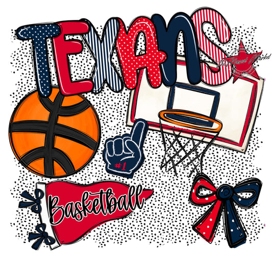 Texans Basketball Spirit-Navy & Red