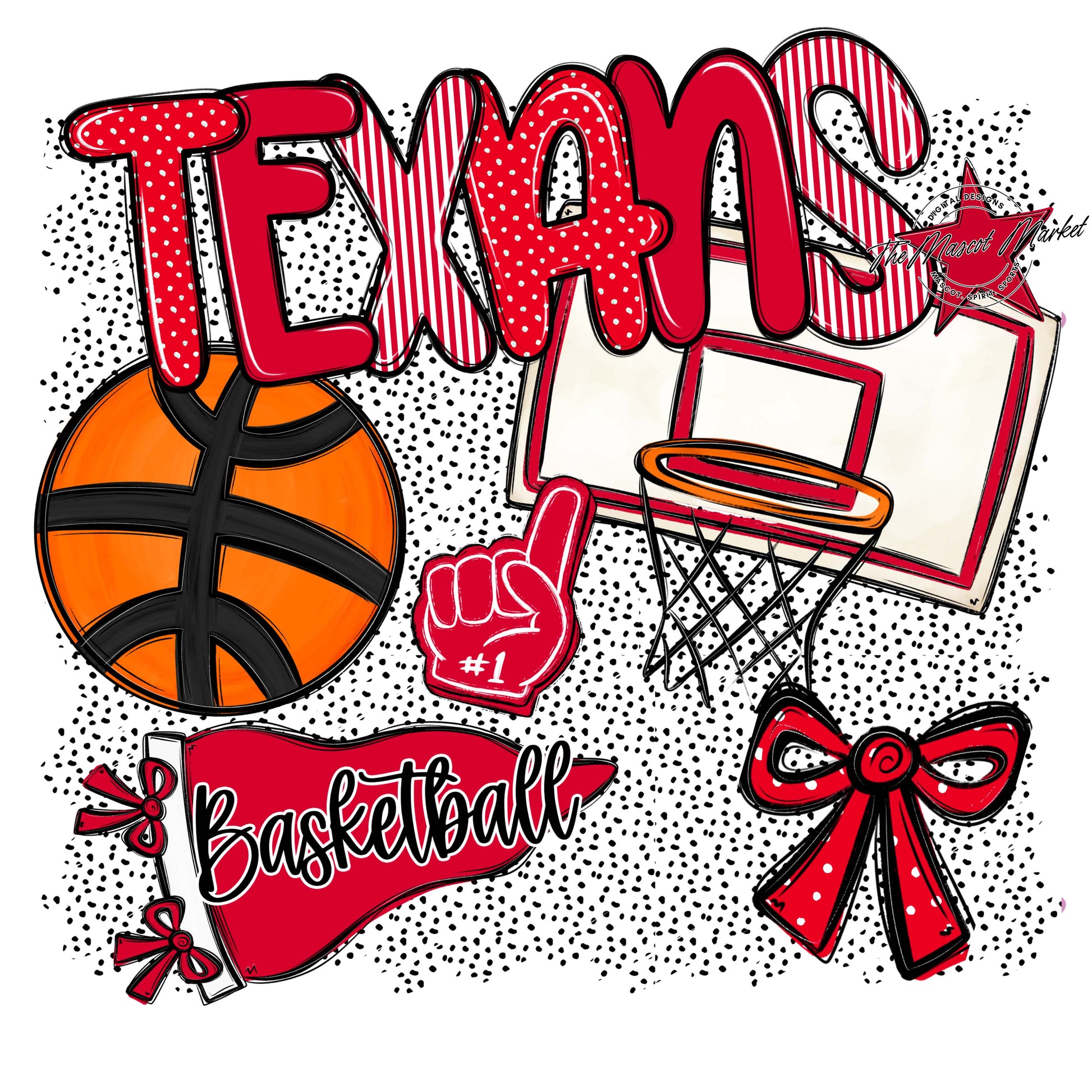 Texans Basketball Spirit-Red