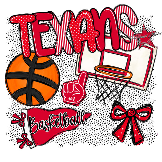 Texans Basketball Spirit-Red