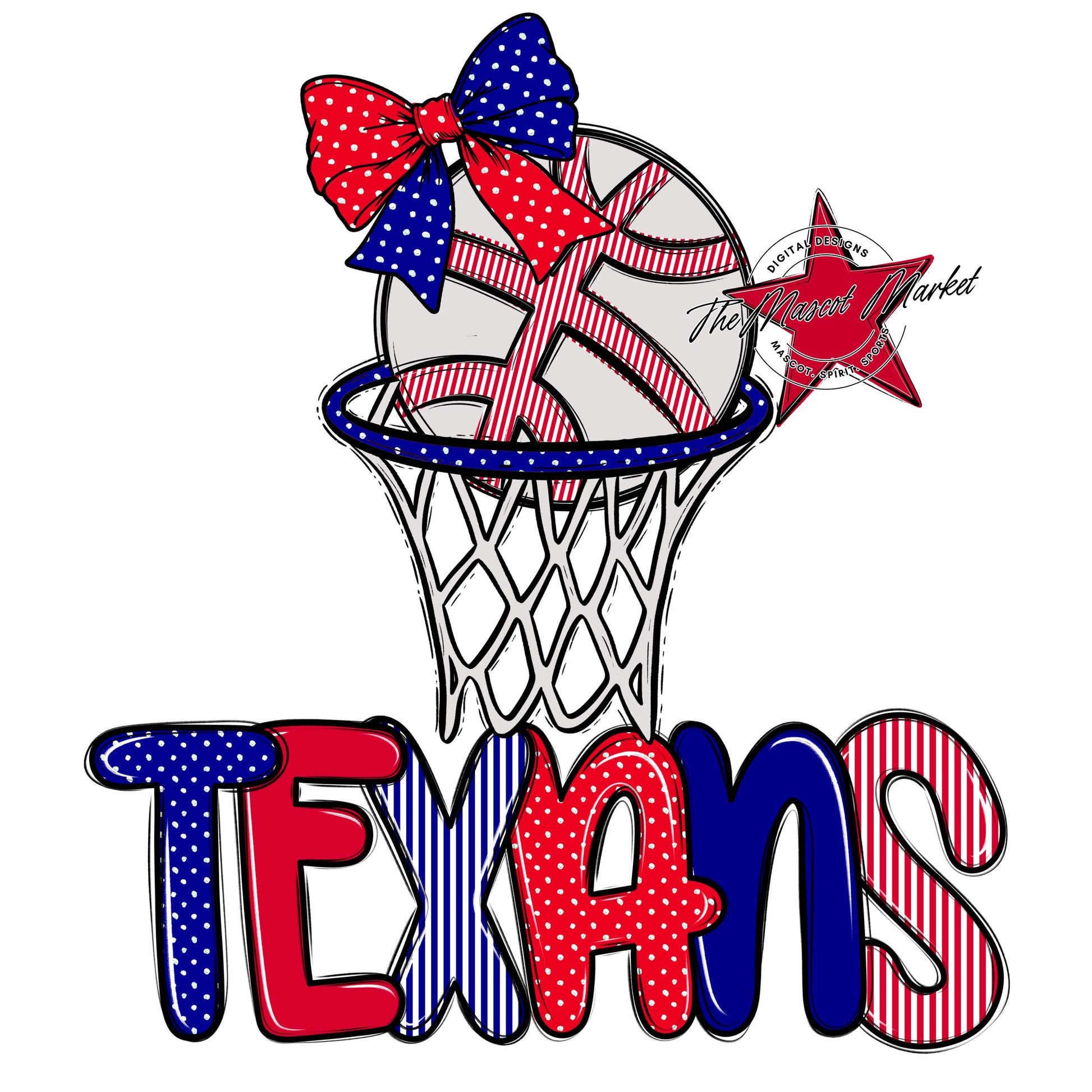 Texans Basketball Spirit Design-Blue & Red