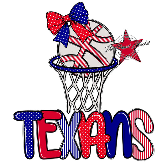 Texans Basketball Spirit Design-Blue & Red