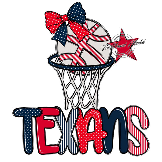 Texans Basketball Spirit Design-Navy & Red