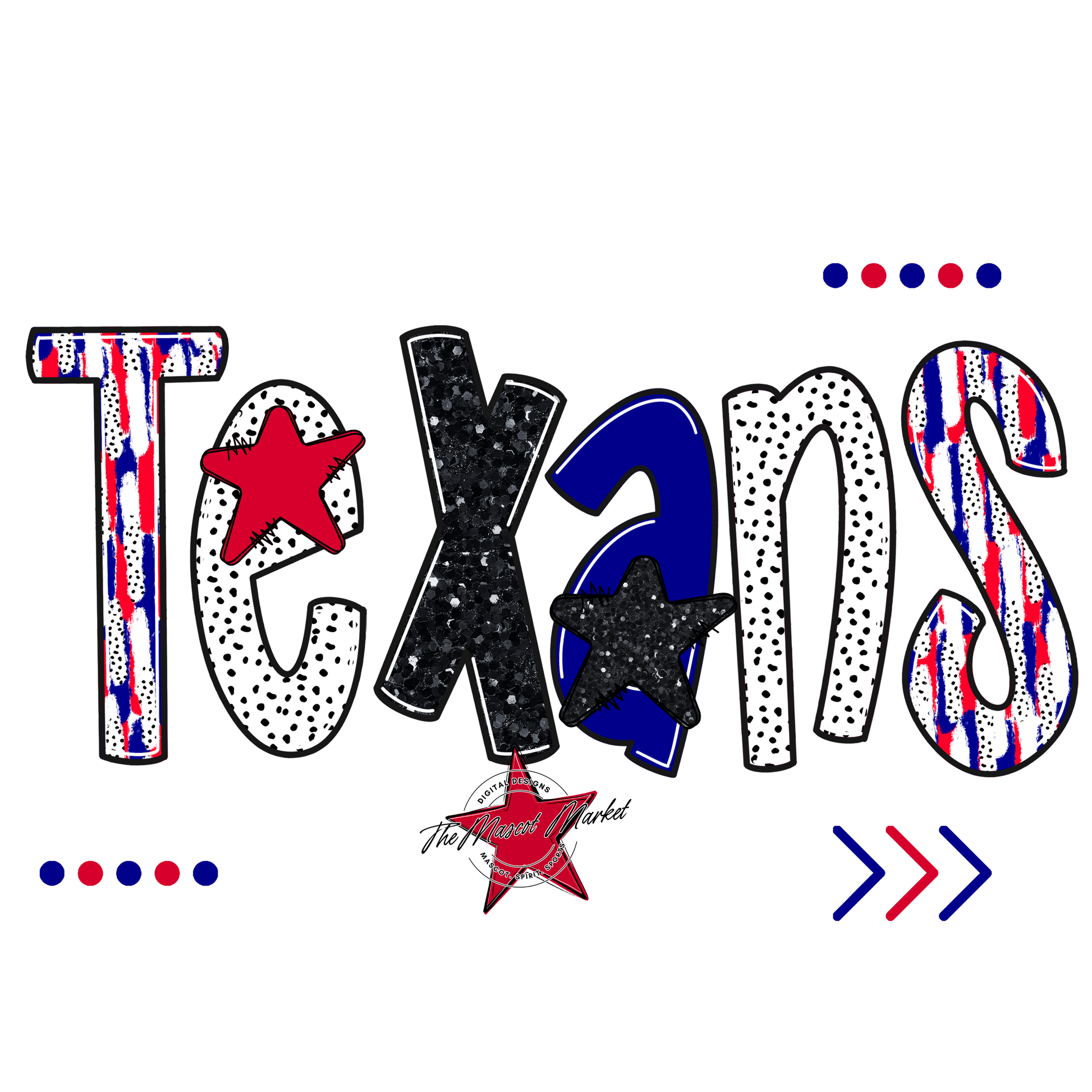 Texans Brushstroke Alpha w Arrows-Blue-Red