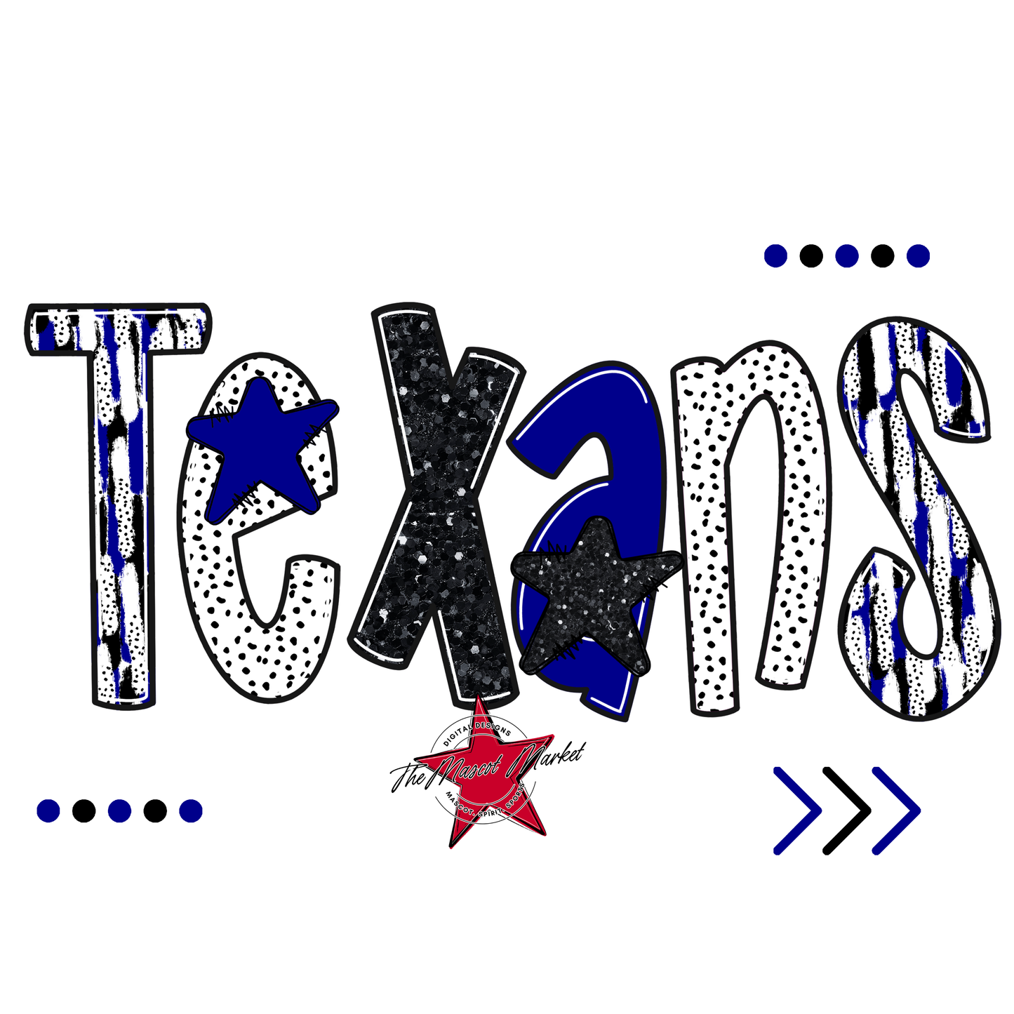 Texans Brushstroke Alpha w Arrows-Blue