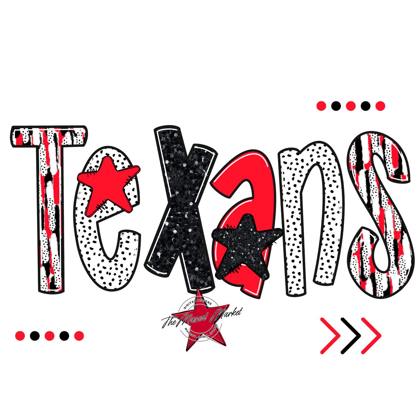 Texans Brushstroke Alpha w Arrows-Bright Red