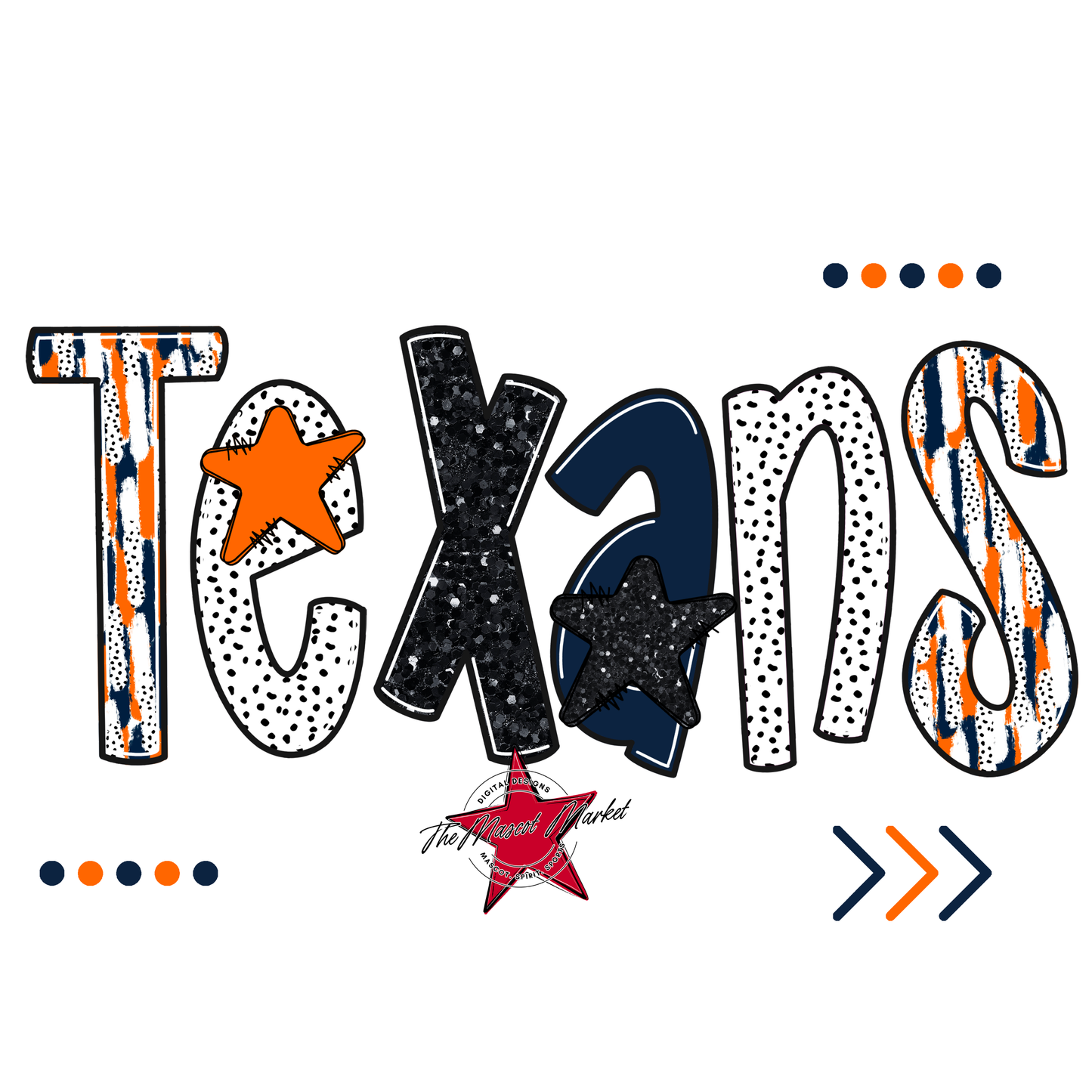 Texans Brushstroke Alpha w Arrows-Navy-Orange