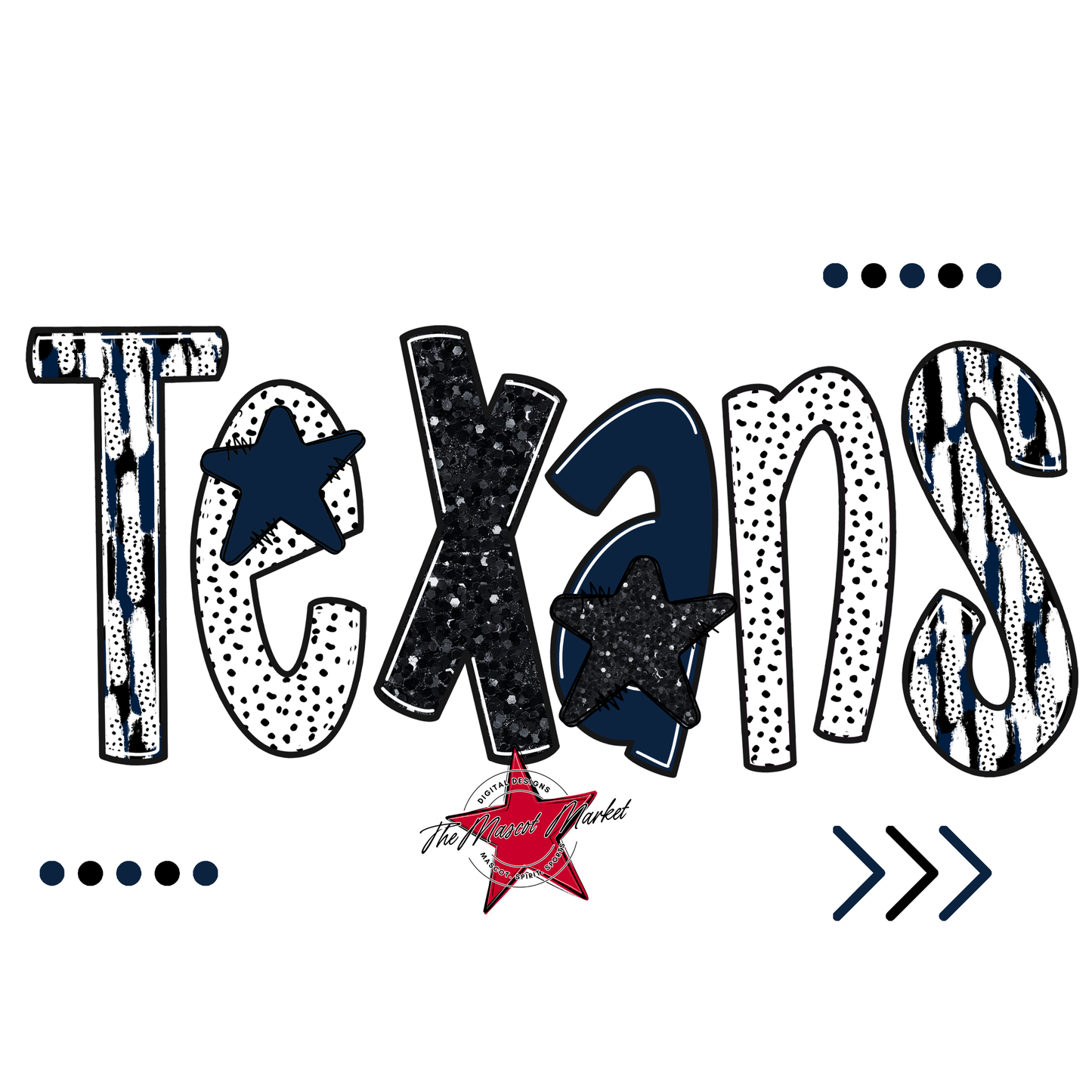 Texans Brushstroke Alpha w Arrows-Navy