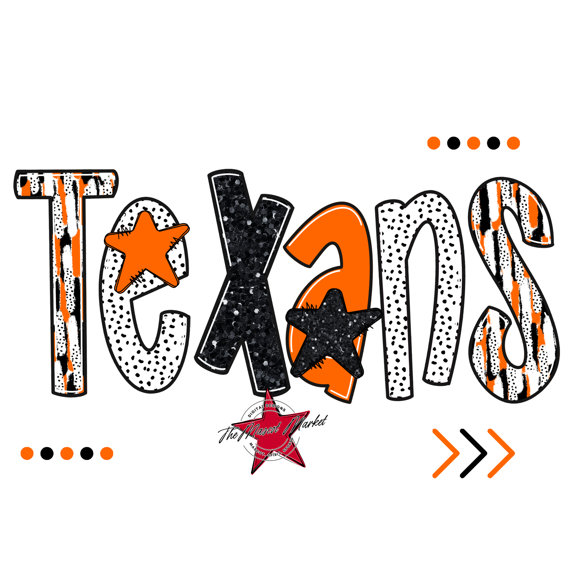 Texans Brushstroke Alpha w Arrows-Orange