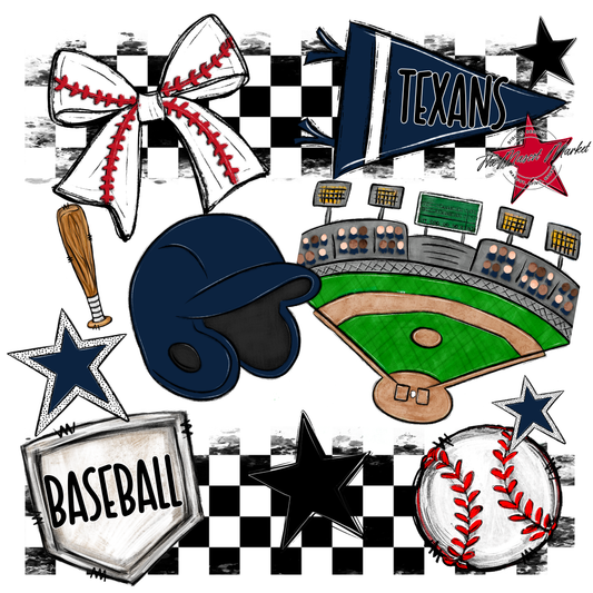 Texans Checkers Baseball Spirit Design-Navy
