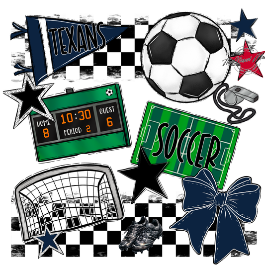 Texans Checkers Soccer Spirit Design-Navy