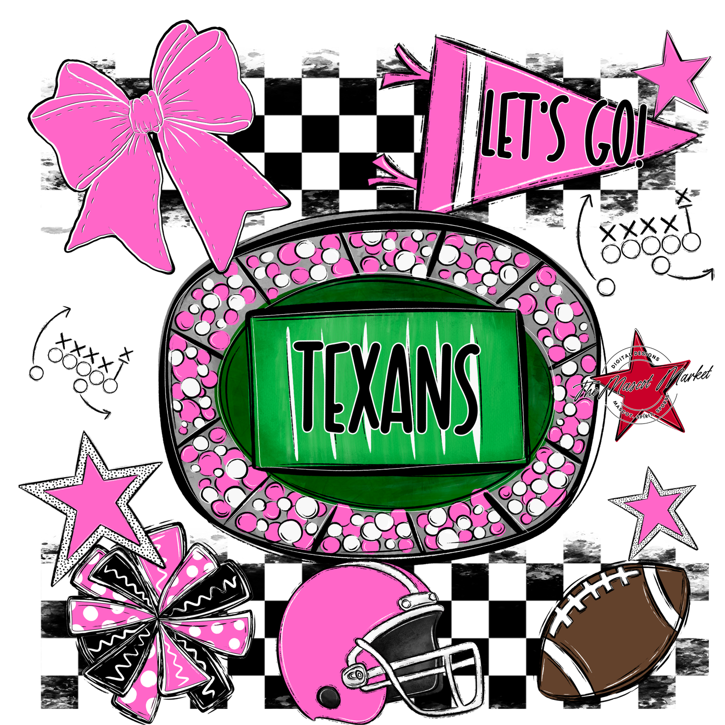 Texans Checkers Spirit Design-Baby Pink
