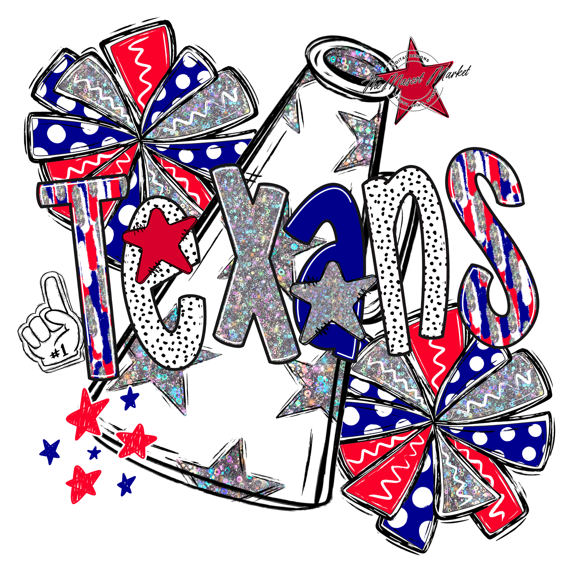 Texans Cheer Megaphone Scrape-Blue-Red