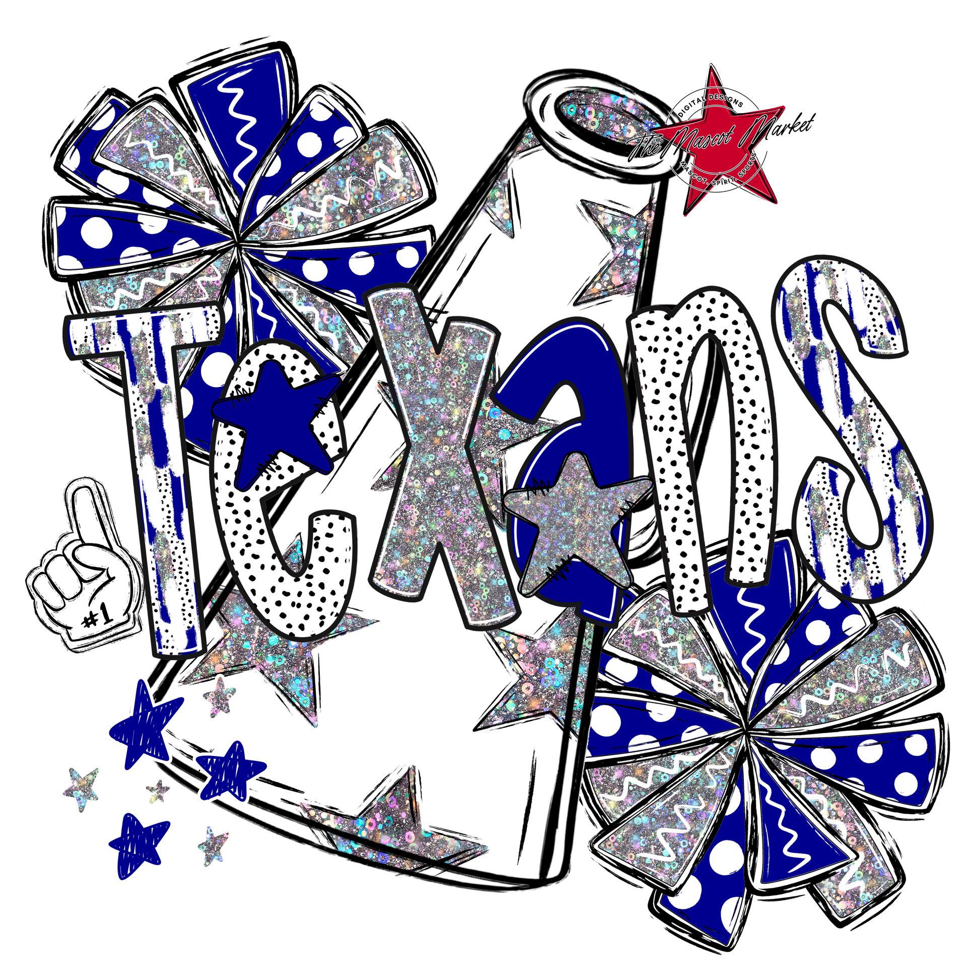 Texans Cheer Megaphone Scrape-Blue